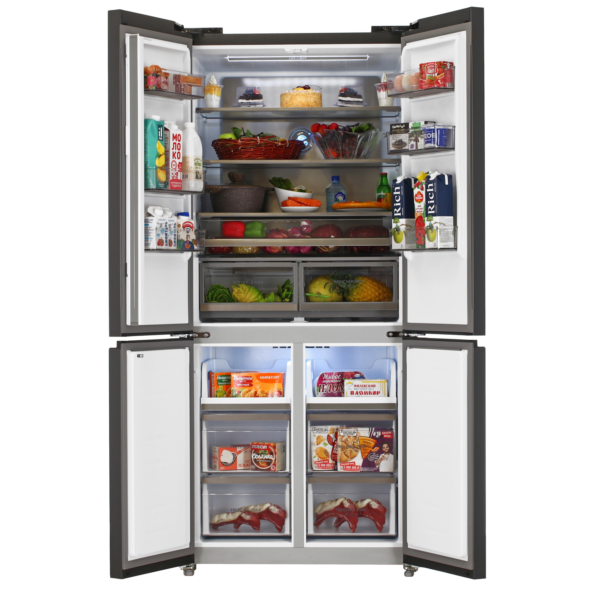 9168749 Холодильник многодверный   HIBERG RFQ-600DX NFGM inverter серый STDN-0007654 - Вид №5