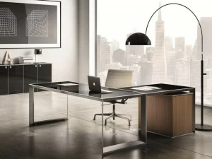 IFT Угловой стол из алюминия и стекла 45/90