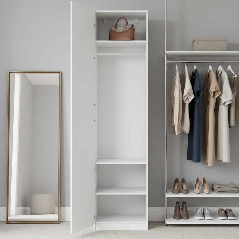 Шкаф распашной Лион белый 60х232,2х54,5 с 3 полками и штангой ЛДСП белый 89451013 STLM-2119624 Santreyd - Вид №1