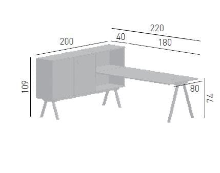 Рабочий стол со встроенной полкой GABER WORKSTATION 2027 SX ARCH-00031485 - Вид №4