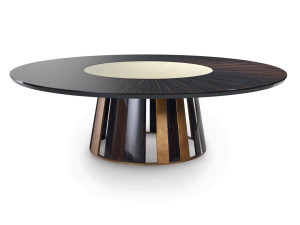 Круглый стол из дерева и стекла с Lazy Susan