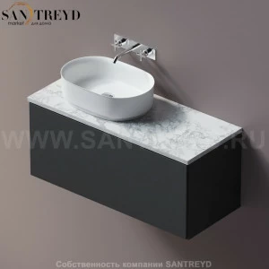 Agape ELL Столешница на тумбу с возможностью установки 1-2 раковины. Размер: длина от 100 см до 120 см. Отделка: белый мрамор AELLM1MCC1012YP