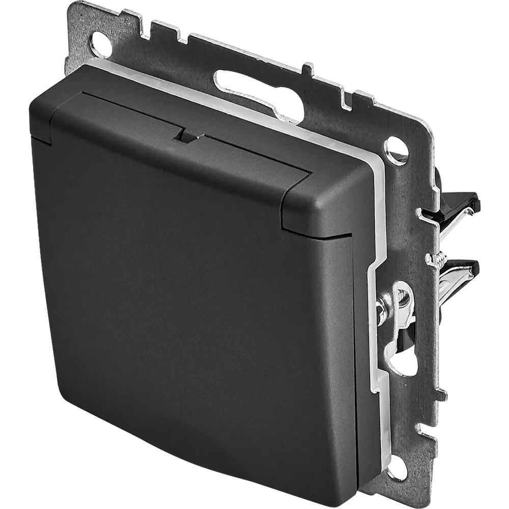 Розетка IEK Brite встраиваемая с защитными шторками, графит 87761576 STLM-1545123 - Вид №1