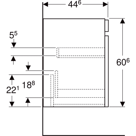 501.907.01.1 Шкафчик для раковины Geberit Renova Plan, с одним выдвижным ящиком и одним внутренним выдвижным ящиком Geberit  - Вид №57