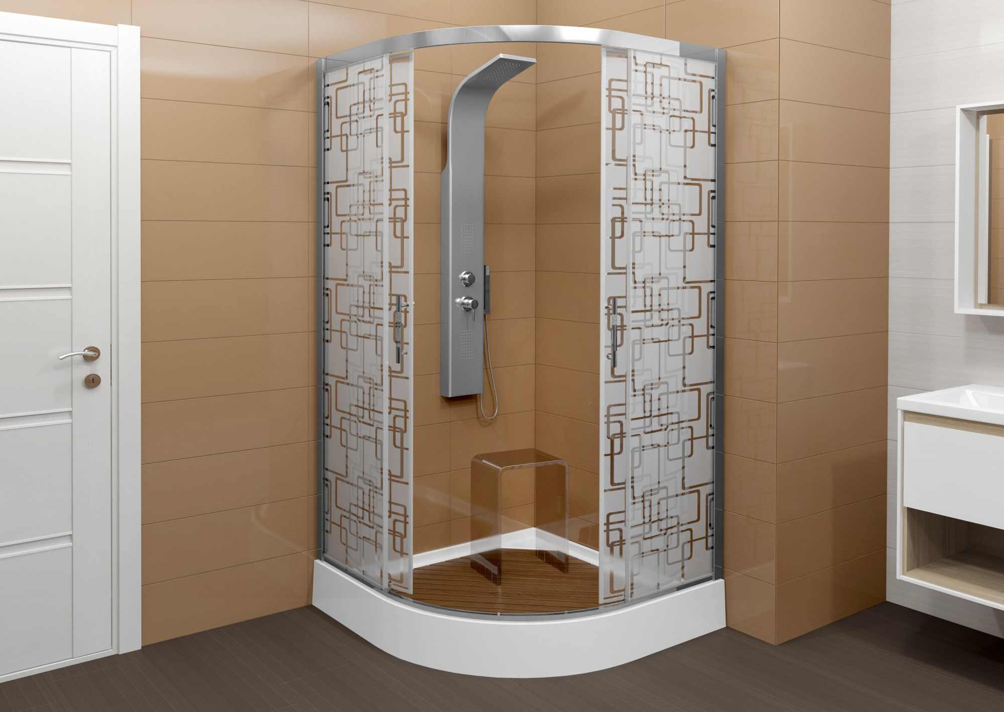 BМ4590 стандартная BLACK Душевая кабина DETO Серия ВМ Душевое ограждение С 01