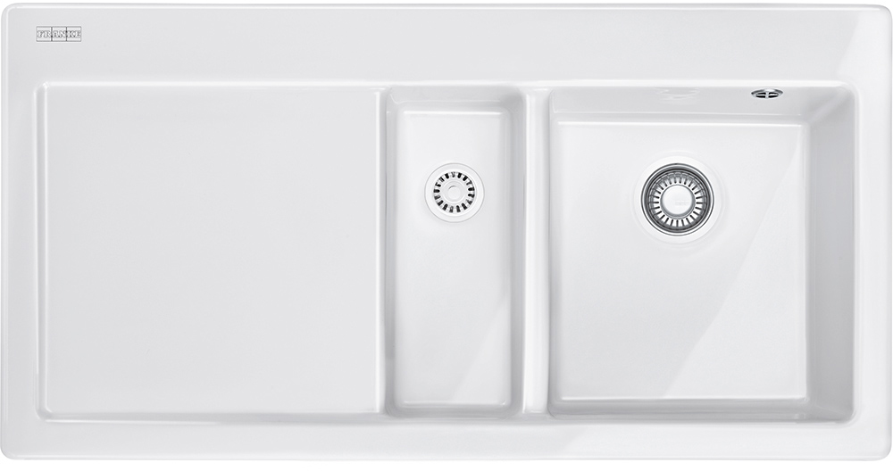 124.0335.710 Best, серия mythos, керамика, мойка mtk 651-100, установка сверху, вентиль-автомат, чаша слева, белый Franke Franke Mythos 