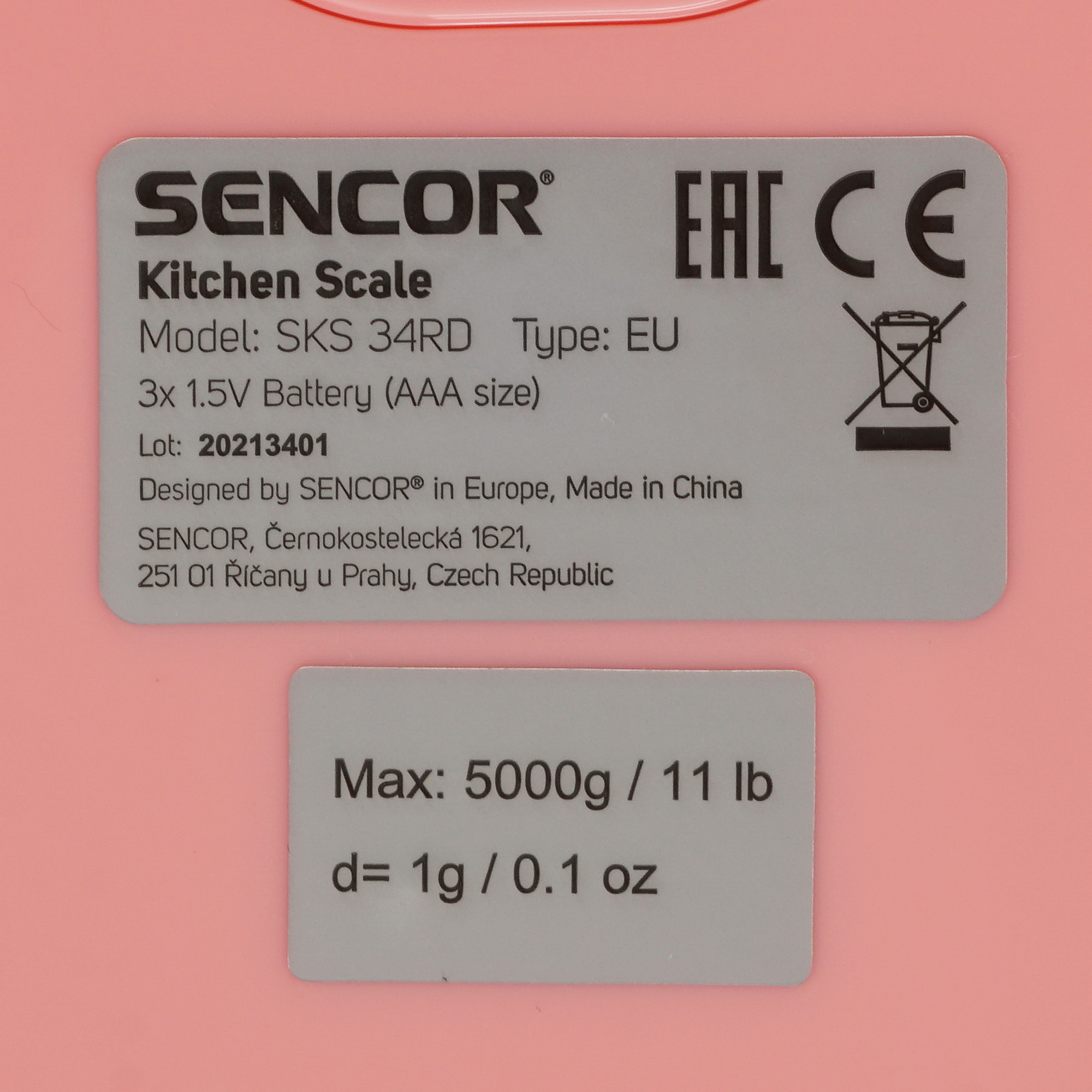 9904539 Кухонные весы SENCOR SKS 34RD красный STDN-0036384 - Вид №3