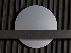 Настенное круглое зеркало с полкой