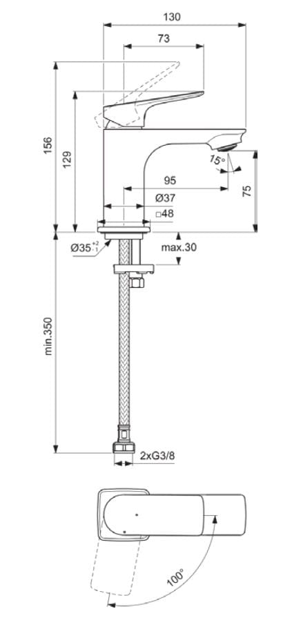 Однорычажный смеситель для раковины без слива Ideal Standard Ceralife C ARCH-00151439 - Вид №2