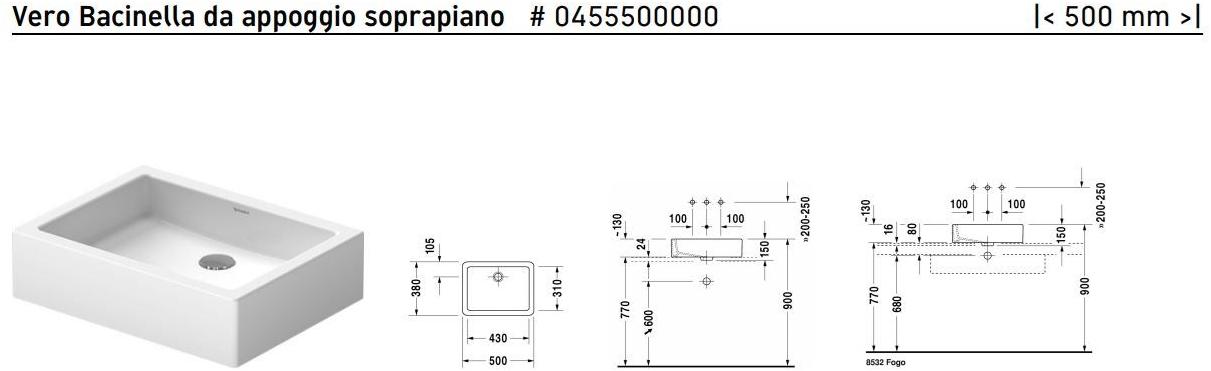 045550 Накладная раковина на столешницу  овальная Duravit Vero - Вид №1