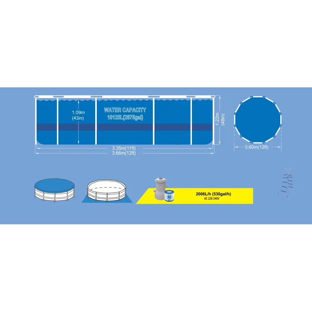 Каркасный бассейн Avenli для дачи 366x122 см с усиленным ПВХ 89335099 STLM-0965360 - Вид №2