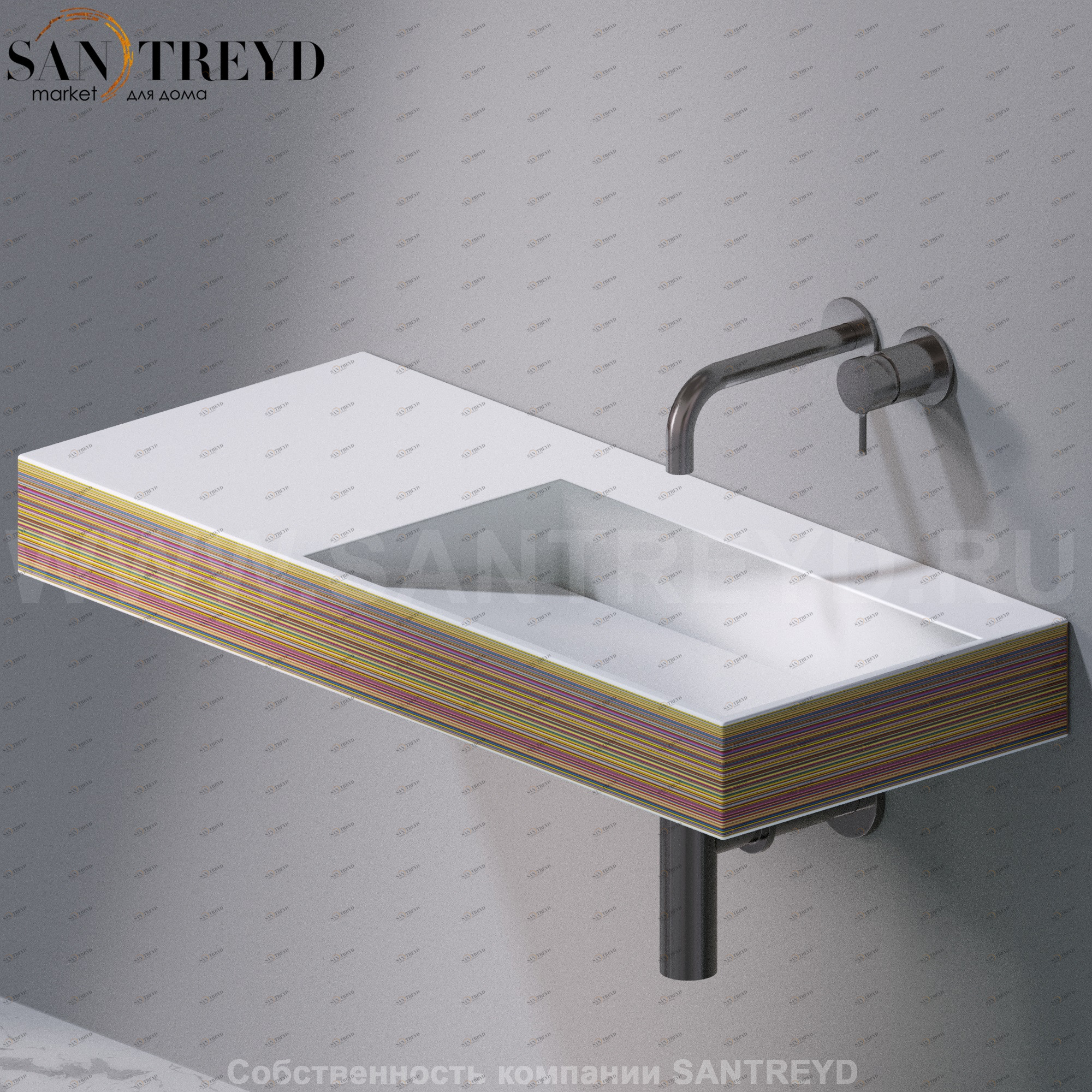 L014T1RPV4.430 Подвесная раковина настенная прямоугольная A. e T. Italia P35 белая AeT ITALIA