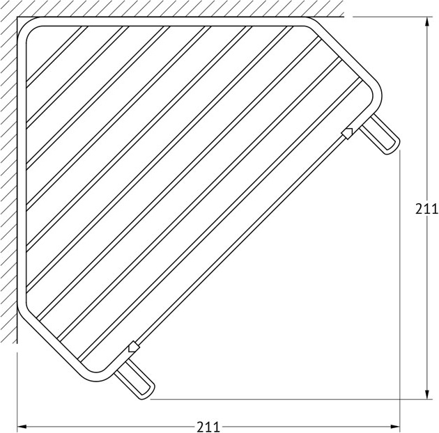 RYN 005 Полочка-решетка с крючками угловая 23 cm FBS Ryna - Вид №1