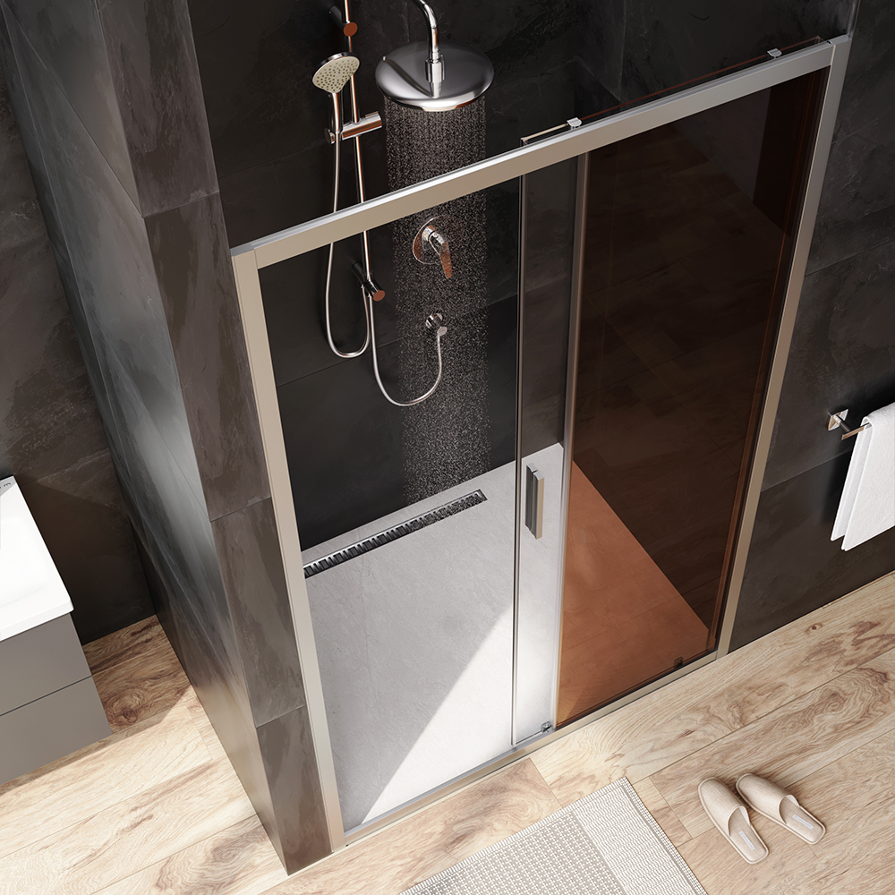 W90G-120-1-195MBr Solo Дверь душевая 120х195 стекло бронзовое профиль матовый хром AM.PM Gem - Вид №1