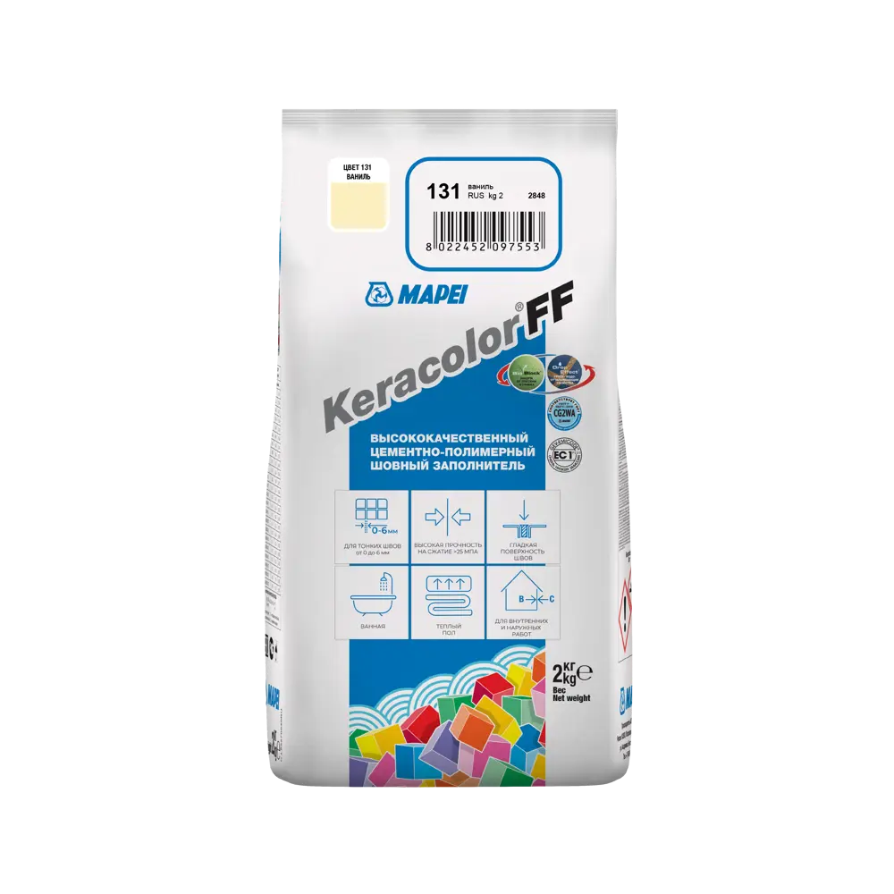 Затирка цементная MAPEI Keracolor FF Ваниль для плитки и мозаики 81981437 STLM-1483378 - Вид №2