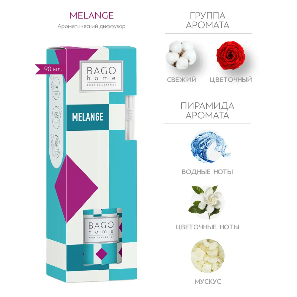 Ароматический диффузор Bago Home Melange 90 мл 86731836 STLM-2162377  - Вид №1