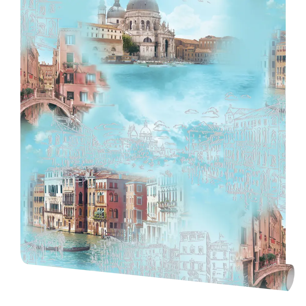 Обои виниловые WallDecor Венеция голубые 0.53 м 85000-62 82638293 STLM-2160354 WALL DECOR