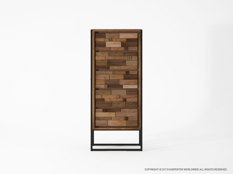 481_1181 Высокий комод с 5 ящиками Karpenter Carv'n in Black 