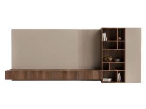 Деревянный секционный шкаф для телевизора с книжным шкафом