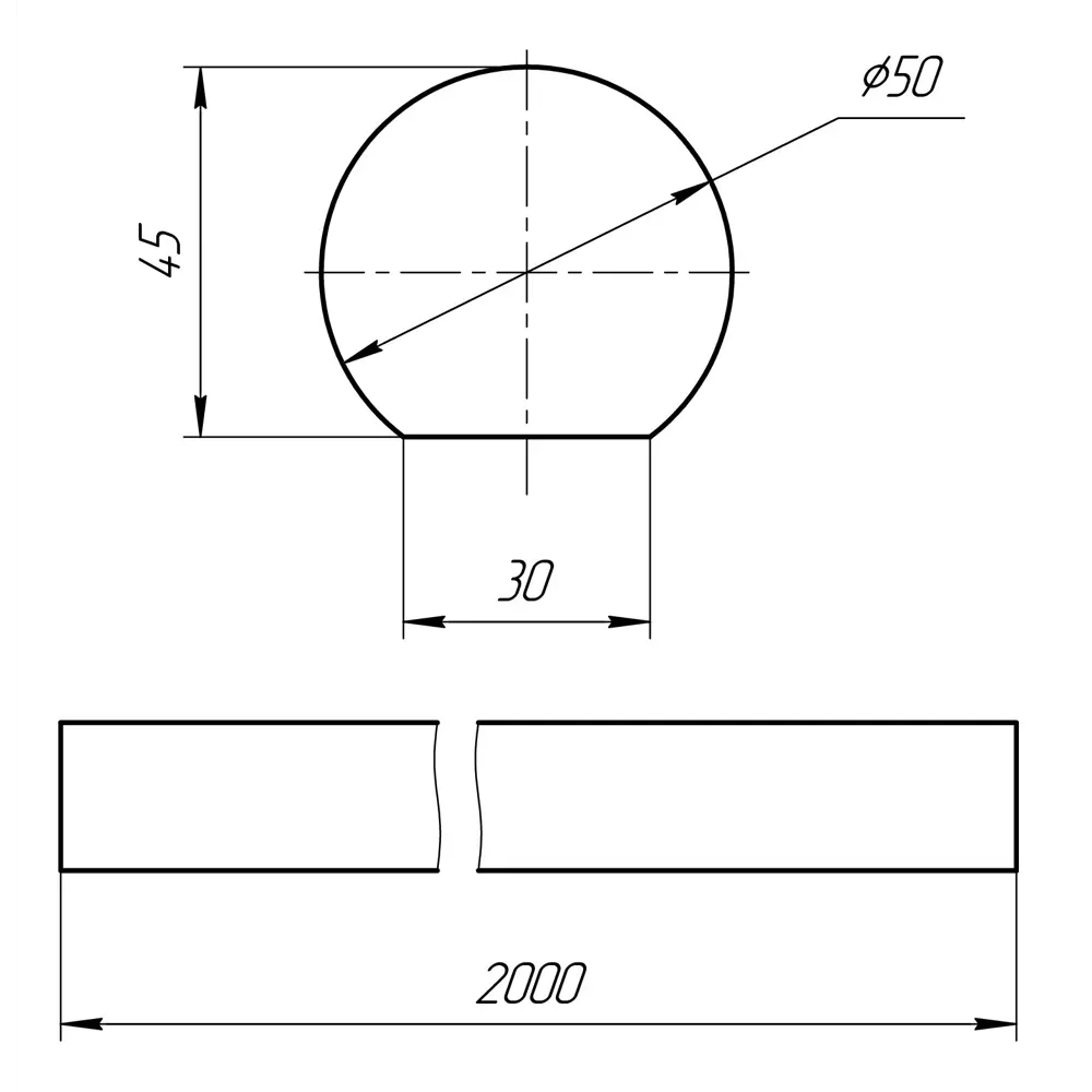 Поручень круглый сращенный хвоя сорт А 50x50х2000 мм 15762446 STLM-2115621 Santreyd  - Вид №1