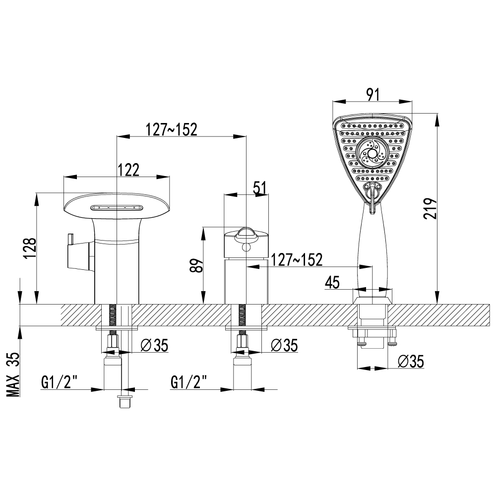 LM3545C Смеситель Mars для ванны, встраиваемый LEMARK MARS - Вид №1