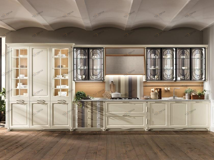 Aster Cucine Линейная встроенная кухня из лакированного дерева Portrait sun-id-1439026