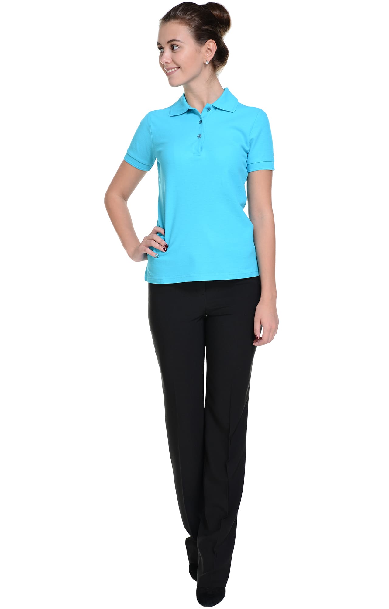 62175 Тенниска-поло женская бирюзовая LUXE  Одежда для салонов красоты  размер XS  - Вид №9