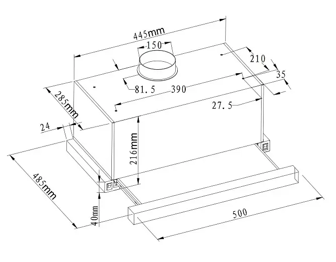 9152917 Вытяжка телескопическая Evelux TEL 50 B черный/черный STDN-0020942 - Вид №4