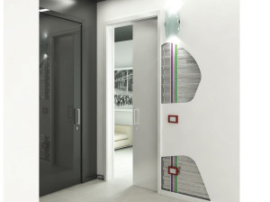 Подрамник для раздвижных дверей с проходом для жгута проводов