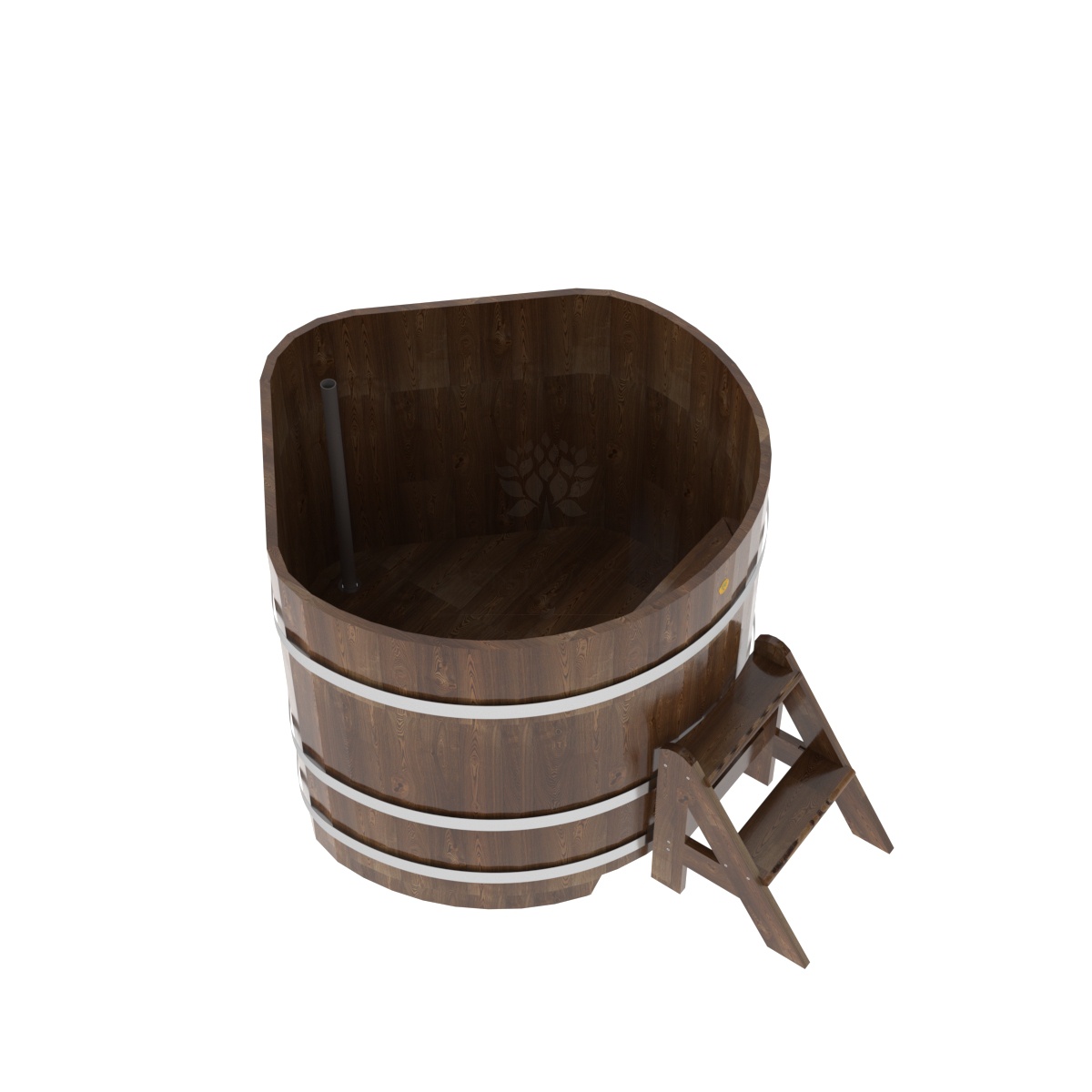 1574 Купель угловая из сращенных ламелей лиственницы 1,19х1,19х1,0 морёная Alyarus  - Вид №2