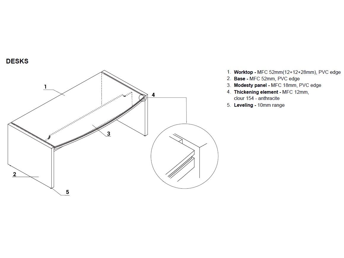 Прямоугольный стол из меламина MDD ARCH-00073144 - Вид №9
