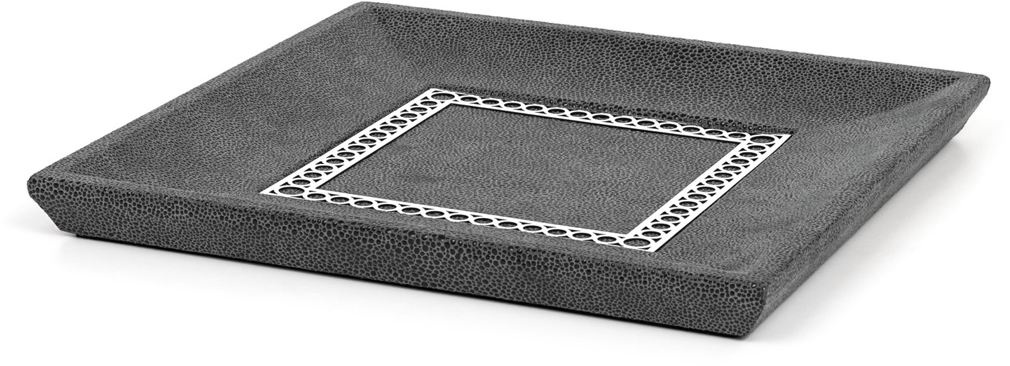 Поднос для мелочей Aston Square - 35X35 см/металл-отделка_золото/ари-кожа_кофе