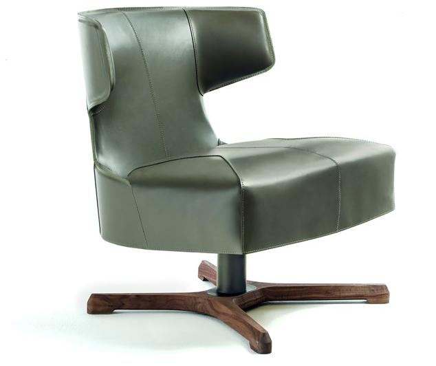 Frigerio Salotti Поворотное кожаное кресло с 4-мя спицами sun-id-1493789 - Вид №2