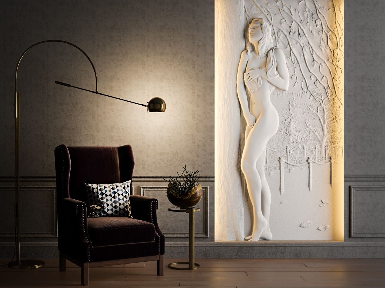 Трехмерная декоративная гипсовая панель WallDeco NAKED ARCH-00096198