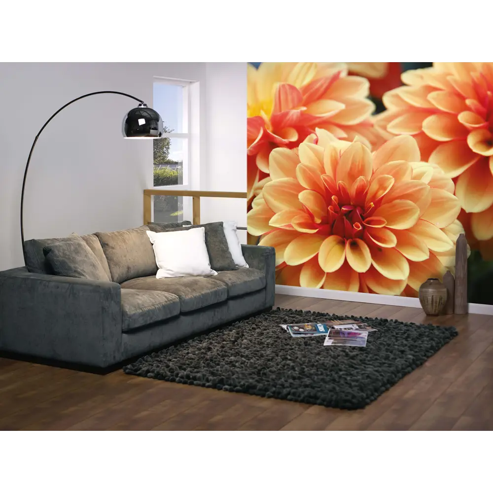 Фотообои 3D Flizart «Оранжевые георгины», флизелиновые, 300x280 см 82363633 STLM-2158105 FBRUSH - Вид №2