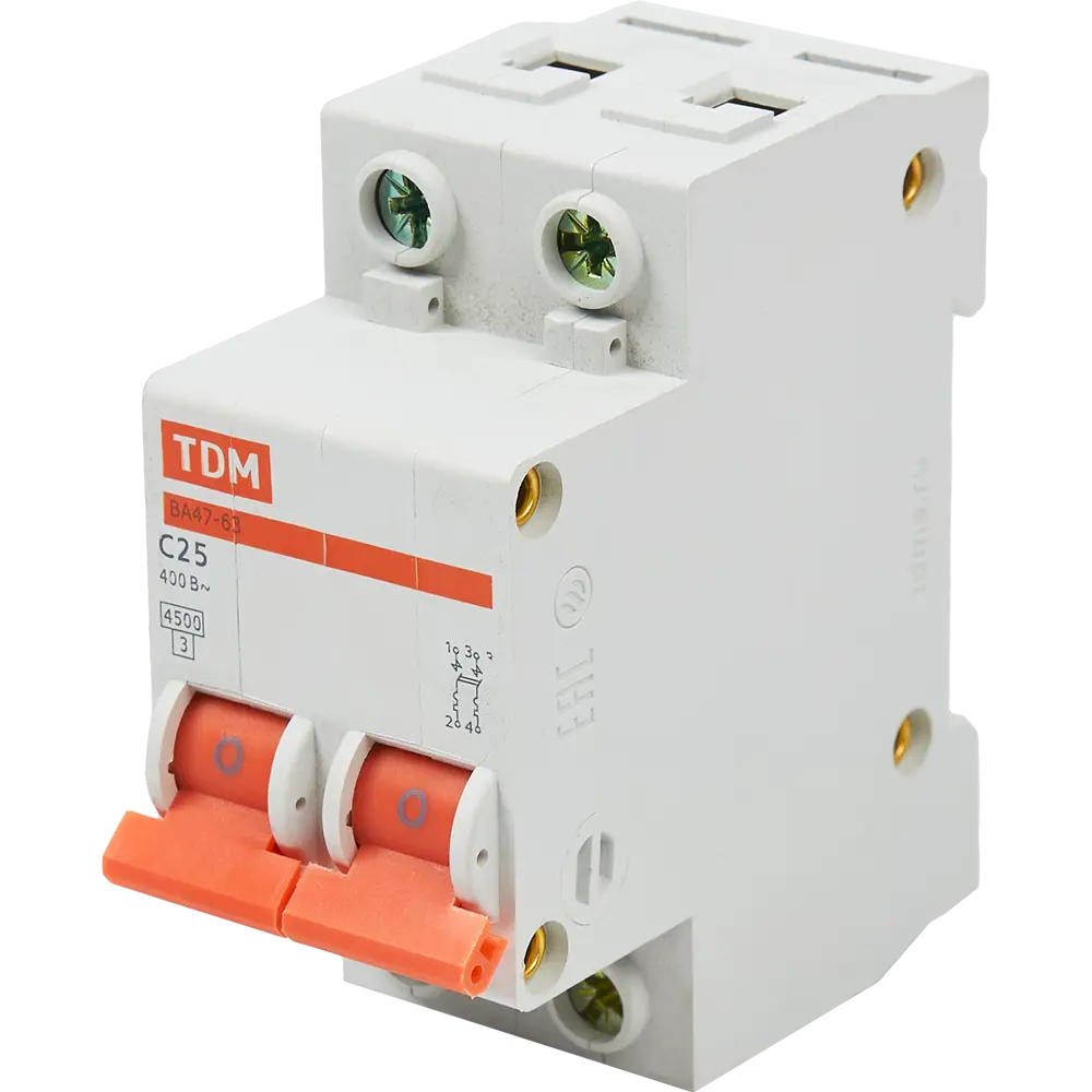 Автоматический выключатель TDM Electric ВА47-63 2P C25 А 4.5 кА SQ0218-0012 84399480 STLM-2014498  - Вид №1