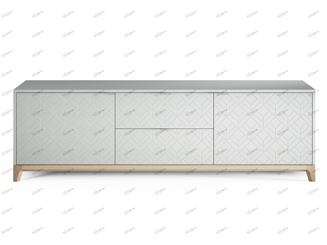 Тумба под телевизор с ящиками осветленный дуб Case №2 THE IDEA  210278 Белый 