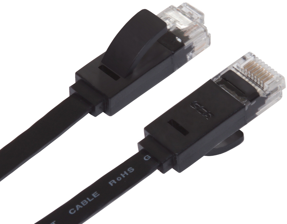 GCR-LNC616-3.0m патч-корд prof плоский прямой 3.0m, utp медь кат.6, черный, позолоченные контакты, 30 awg, ethernet high speed 10 гбит/с, rj45, t568b Greenconnect Santreyd  - Вид №9