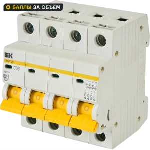 Автоматический выключатель IEK ВА47-29 4P C63 А 4.5 кА 87762164 STLM-2158101