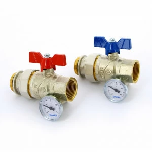 Краны шаровые с разъемным соединением НВ с термометром Progress бабочка EMMETI 1", 2шт