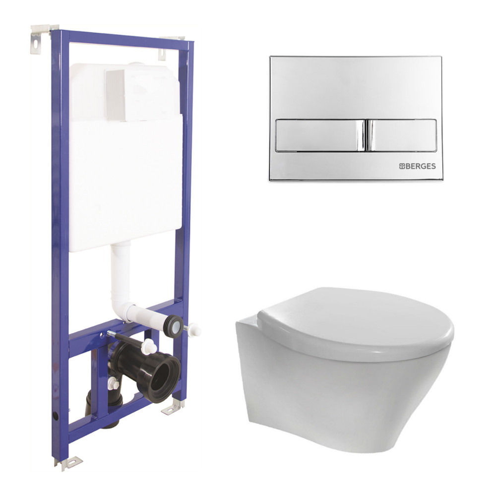 045213 Подвесной унитаз настенный Хромированный BERGES  Турция 