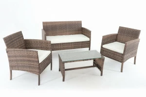 Обеденная группа на 4 персоны коричневая из искусственного ротанга VINOTTI  00-3885130 Коричневый