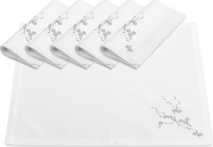 10656883 Weissfee Набор салфеток Weissfee "Блум" 45х45см, 6шт (белая, вышивка серебристая) Ткань
