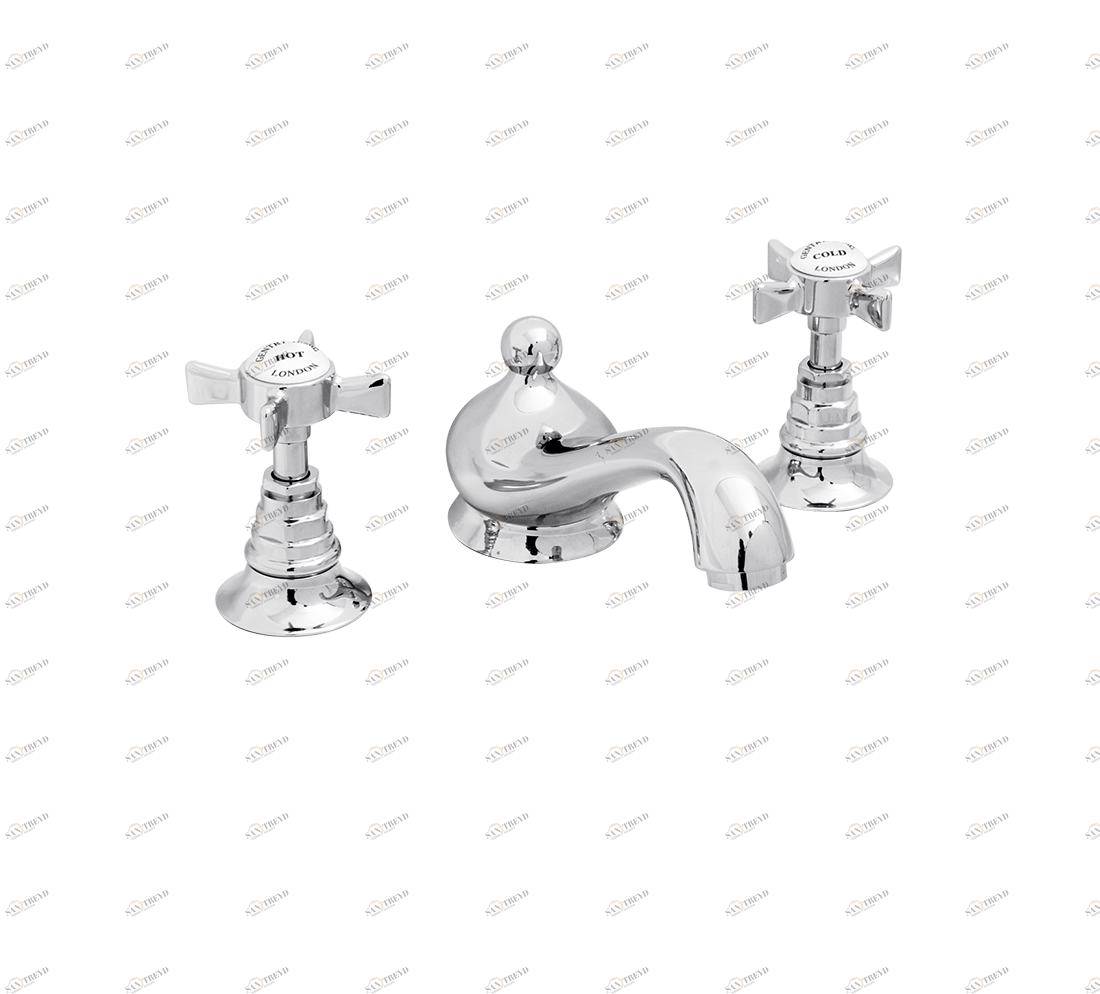 Gentry Home Смеситель для раковины Style на три отверстия с всплывающей пастой Ascot Хром GH102958 