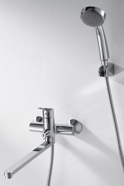 Смеситель для ванны излив 300 мм и аксессуарами DROP F64898C-LB bravat - Вид №3