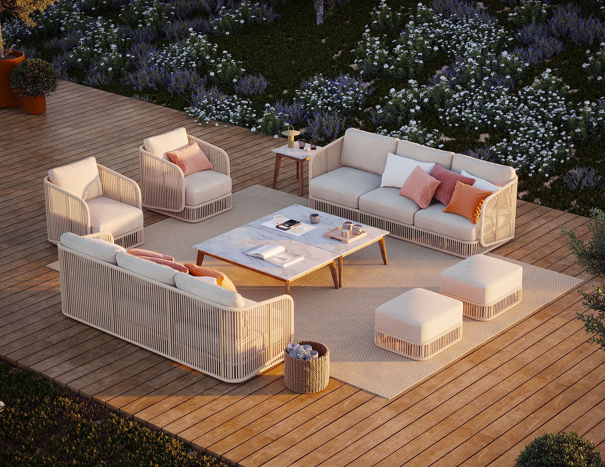 Веревочная квадратная Садовая подставка для ног Walters Wainscott ARCH-00068098 - Вид №3