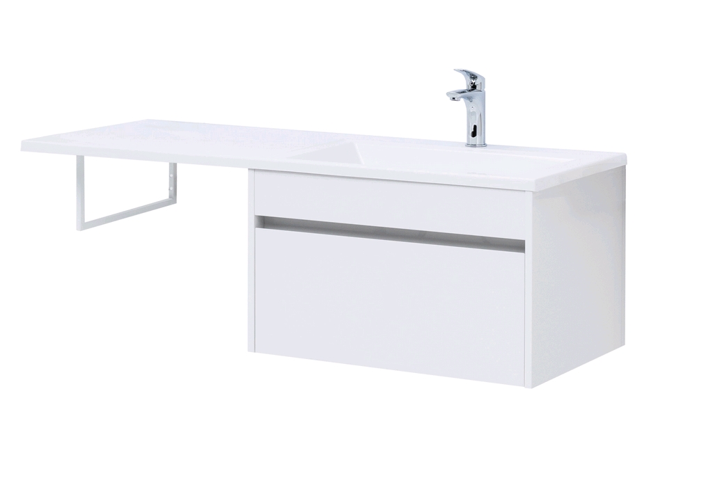 Тумба с раковиной Aquanet Токио 130 R белый (подвесная, 1 ящик) 0023691700235502 - Вид №11