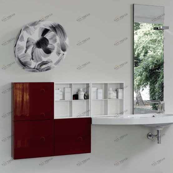 Комбинация ванной комнаты SY14 в отделке mineralmarmo/Rosso/Bianco MILLDUE SYMI SYMI14