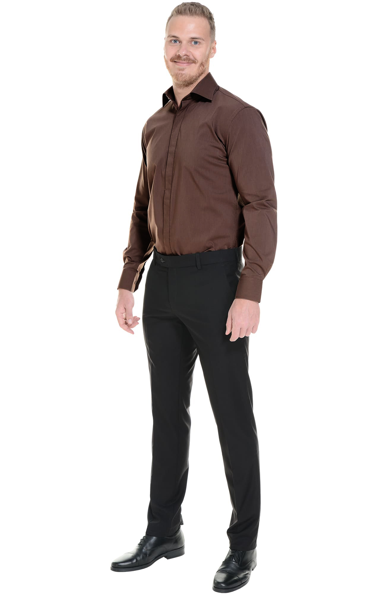 62452 Рубашка мужская  chocolate El-Risto  Корпоративная одежда  размер 41/170-176  - Вид №4