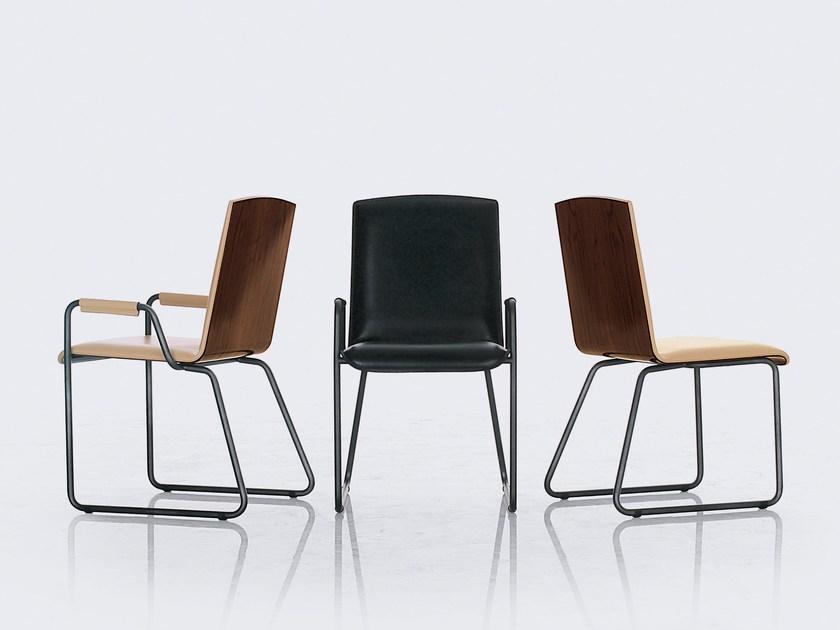 i 4 Mariani Кресло для посетителей с салазками из кожи с подлокотниками Wing sun-id-1371851 - Вид №3